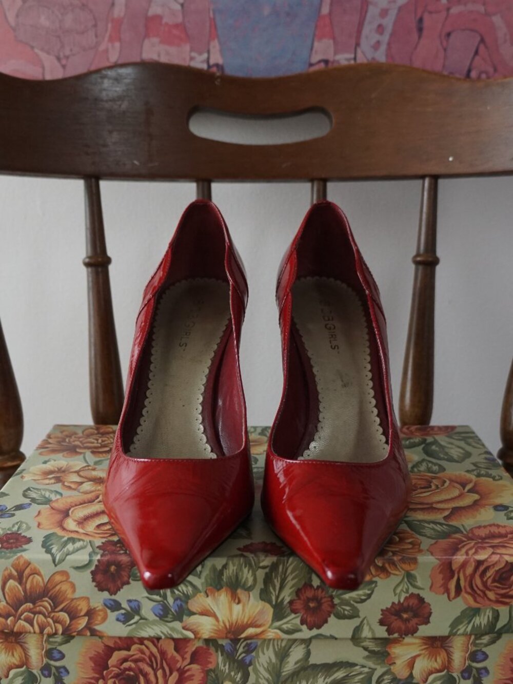 BCBGirls Red Genuine Leather Pointed Toe Pumps - Picture 11 of 12
